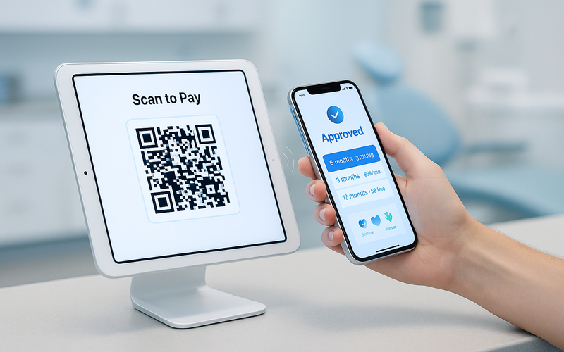 Simple QR code payment flow in a medical office
