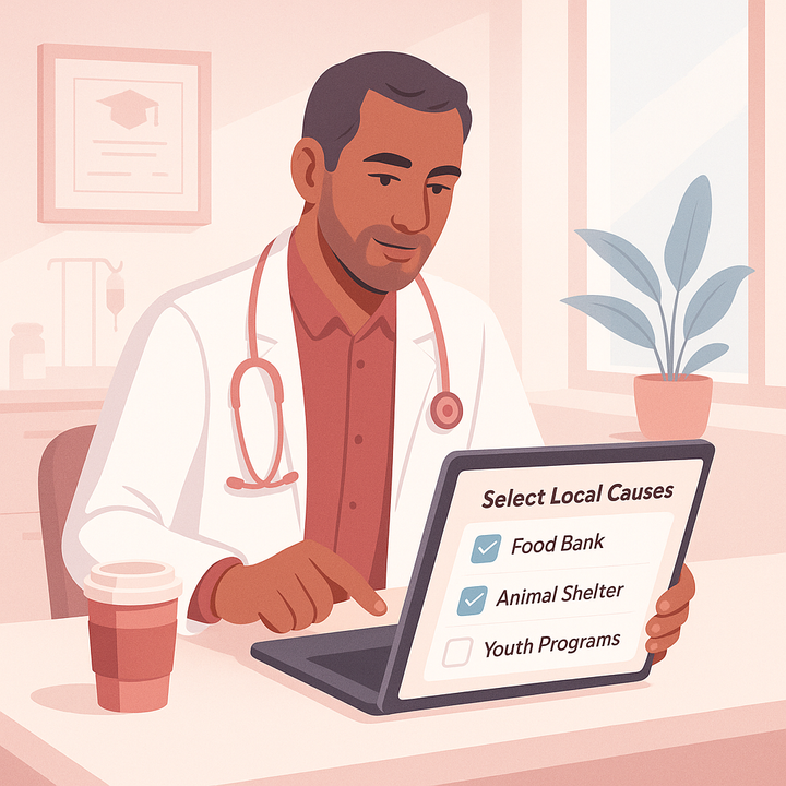 Healthcare provider selecting local causes on a tablet interface